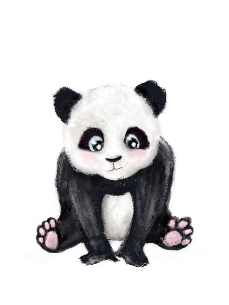 Lindo personaje de panda pequeño sobre fondo blanco