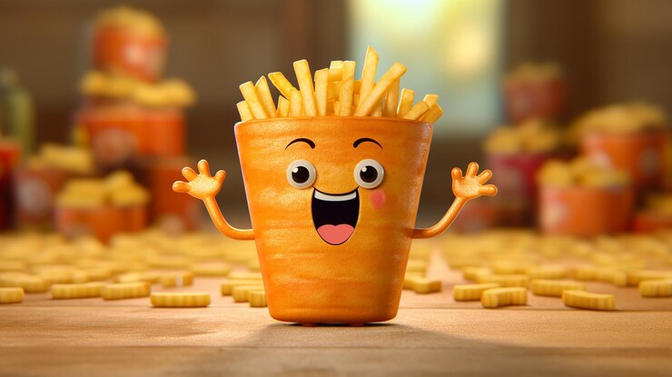 Lindo personaje de papas fritas IA generativa