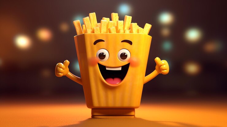 Lindo personaje de papas fritas IA generativa
