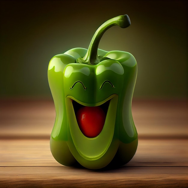 Lindo personaje de pimiento verde renderizado 3D