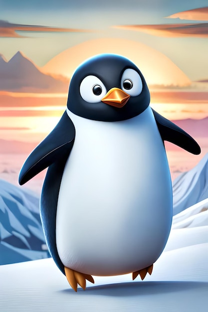 Foto lindo personaje de pingüino