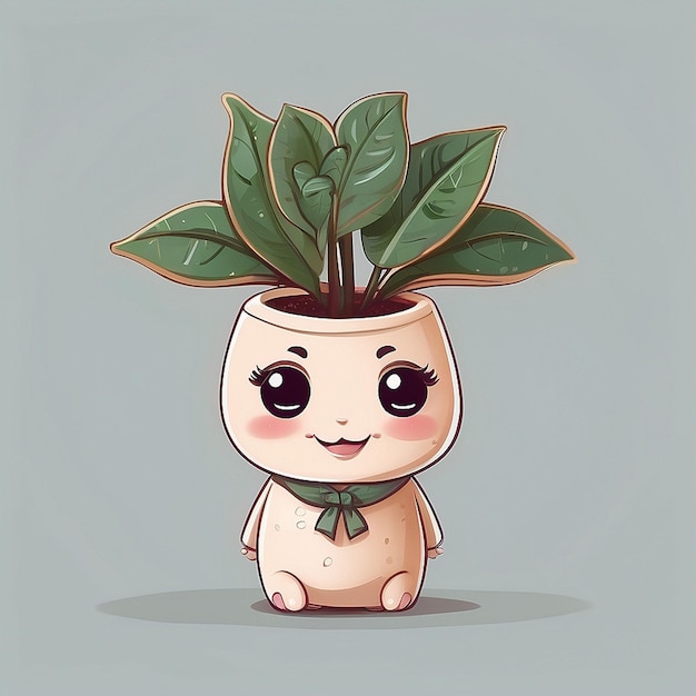 Foto el lindo personaje de la planta aglaonema en 3d