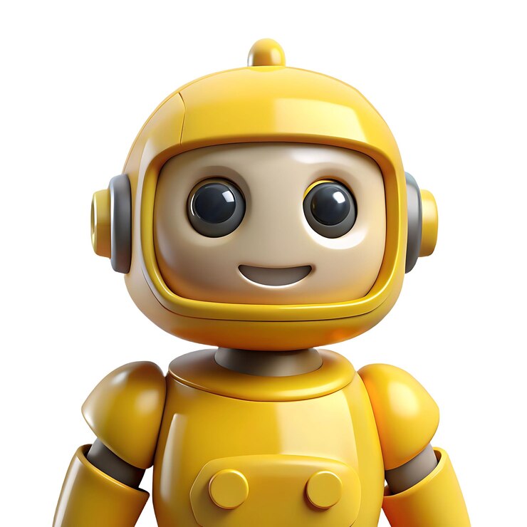 El lindo personaje robot amarillo