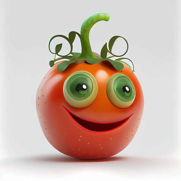 Lindo personaje de tomate renderizado 3D