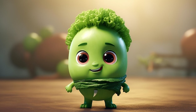 lindo personaje vegano de pixar 3d