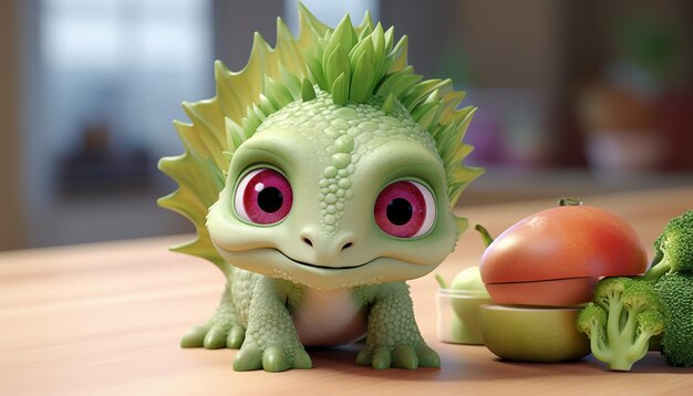 lindo personaje vegano de pixar 3d