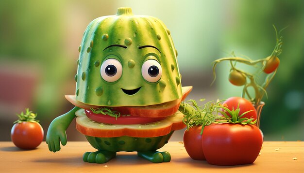 lindo personaje vegano de pixar 3d