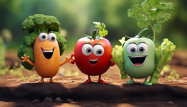 Foto lindo personaje vegano de pixar 3d