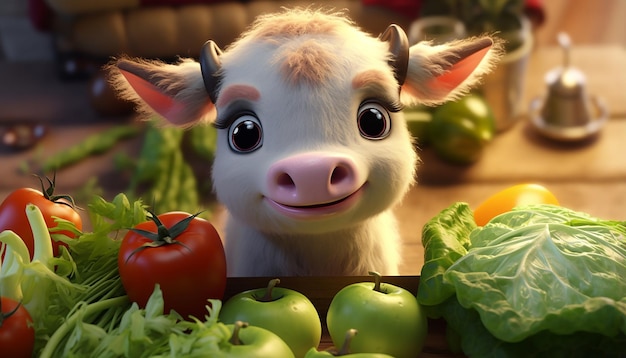 lindo personaje vegano de pixar 3d