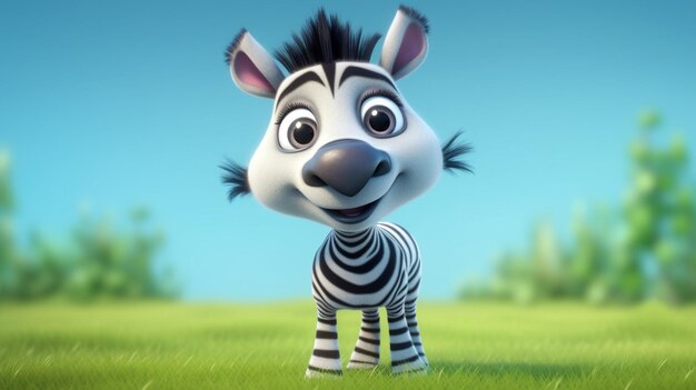 Un lindo personaje de zebra de dibujos animados Ai Generative