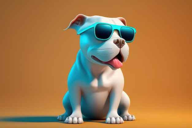 lindo pit bull en estilo de dibujos animados en 3d con accesorios