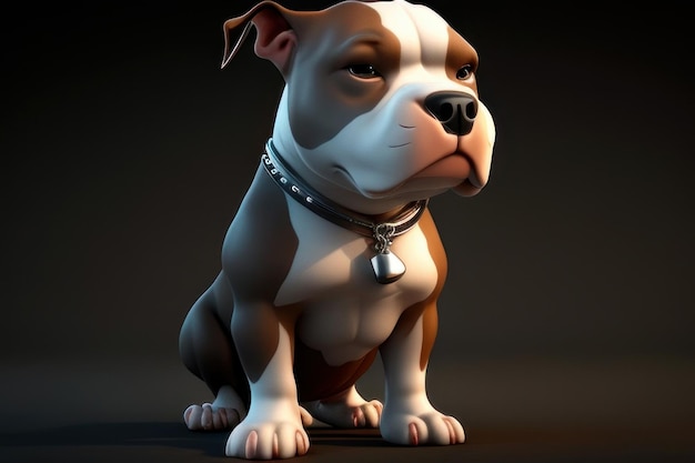 lindo pit bull en estilo de dibujos animados en 3d