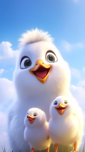 lindo pollito personaje estilo pixar arte cómico IA generativa