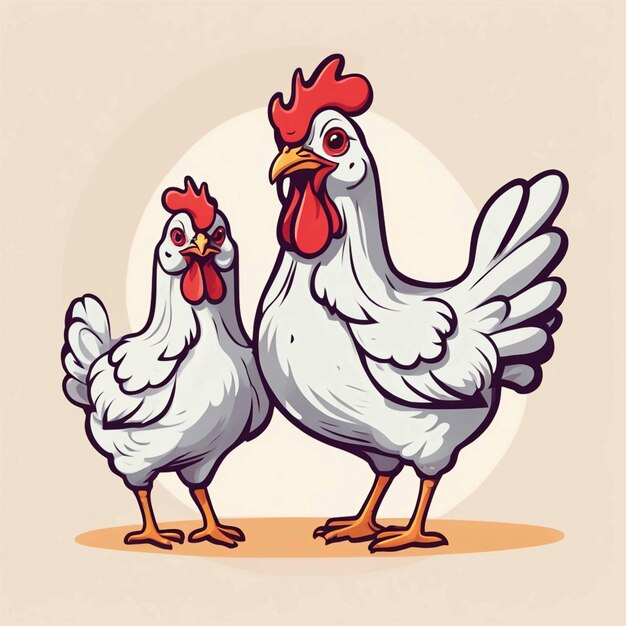 Lindo pollo madre con ilustraciones vectoriales de dibujos animados de gallina