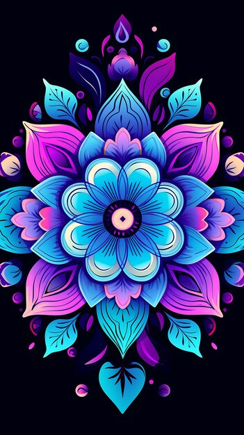 Lindo, púrpura, mandala, flor, floral, azul, étnico, mandala, estilos, w, colorido, tribal, ornamento, fondo