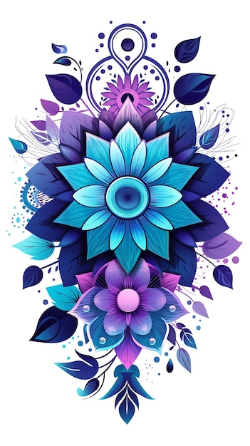 Foto lindo, púrpura, mandala, flor, floral, azul, étnico, mandala, estilos, w, colorido, tribal, ornamento, fondo