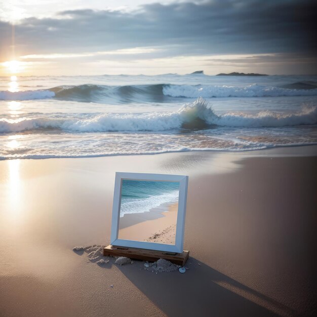 lindo quadro na praia areia pôr do sol lindo