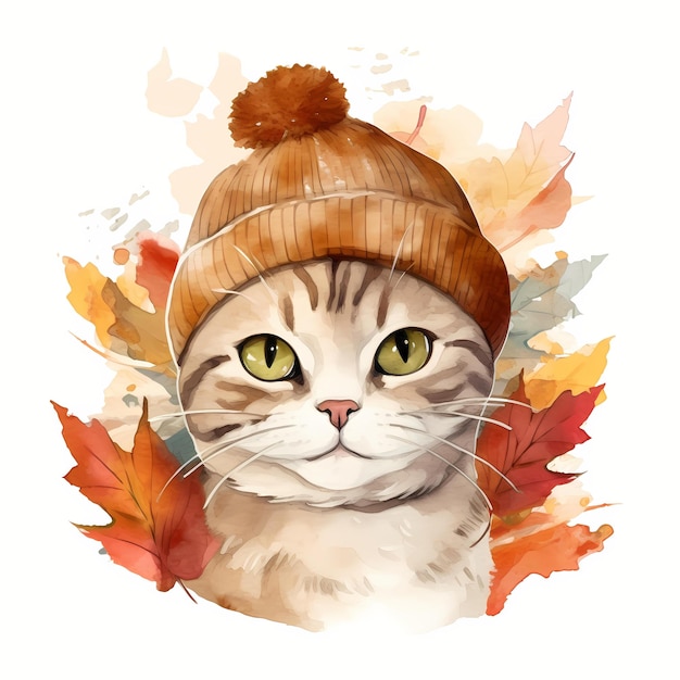 Lindo retrato de cabeça de gato Clipart