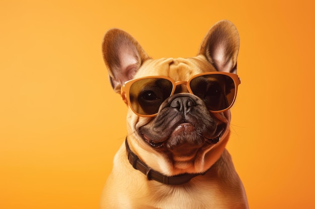 lindo retrato de cachorro bulldog francês usando óculos de sol XXL AI