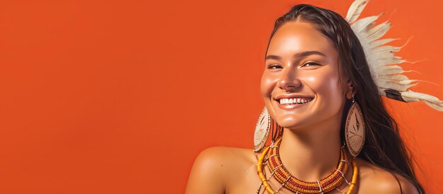 Foto lindo retrato de mulher sorridente