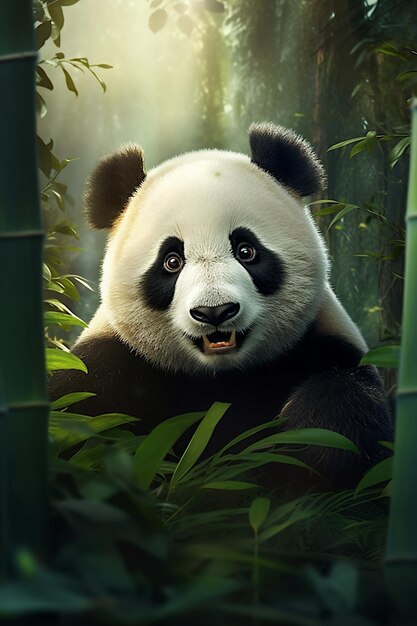 Retrato de um urso panda animal: ilustrações stock 603128978