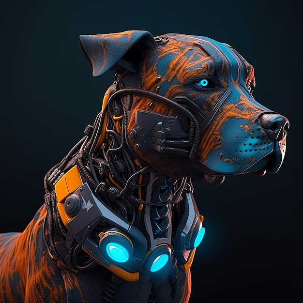 Lindo robô cabeça de cachorro tecnologia comercial imagens de animais Arte gerada por IA