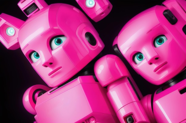 Lindo robot android rosa AI generativo