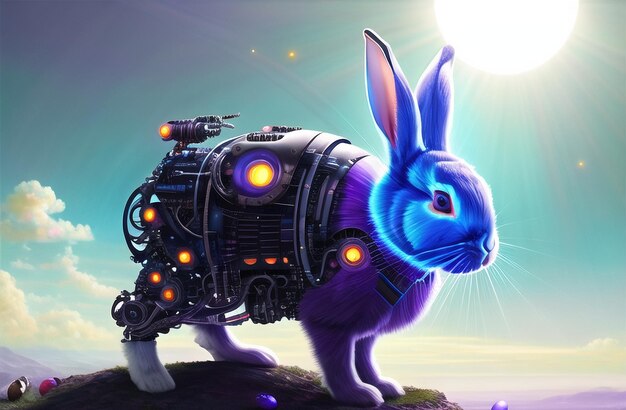 Lindo robot de conejito de Pascua en fondo creativo Tema de Pascua Diseño Feliz Pascua AI Generado