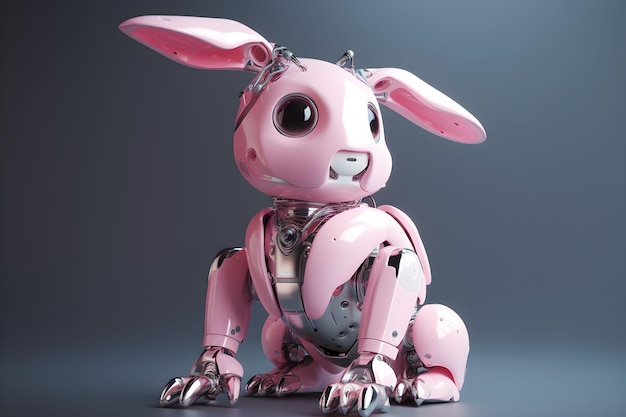 Lindo robot de conejo rosa generativo ai tecnología generada