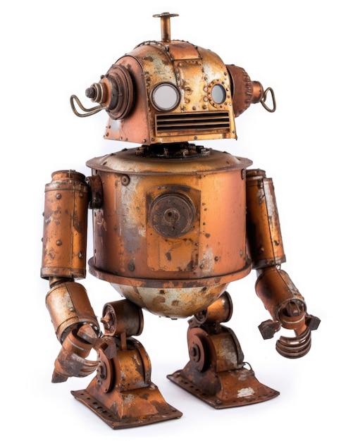 Un lindo robot metálico oxidado