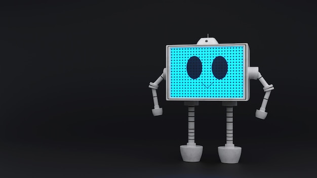 lindo, robot, posición, 3d, ilustración