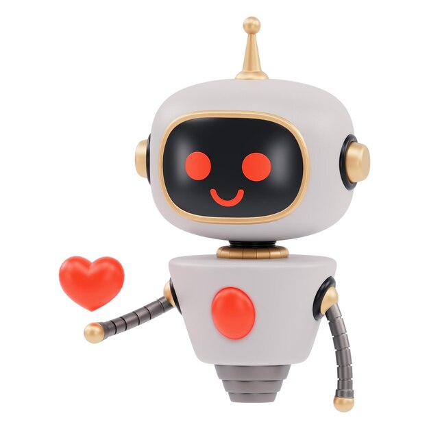 Lindo robot que muestra la ilustración 3D del corazón