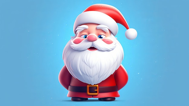 Lindo Santa simple closeup_bright colores dibujos animados arte blanco Generativo ai