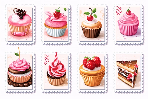 Lindo selo postal encanta conjunto caprichoso de designs adoráveis