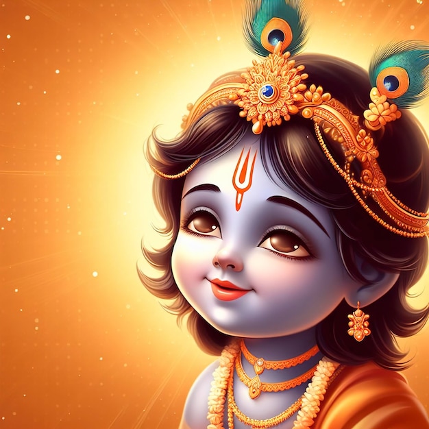 El lindo y sonriente Señor Krishna cuando era niño Feliz Janmashtmi