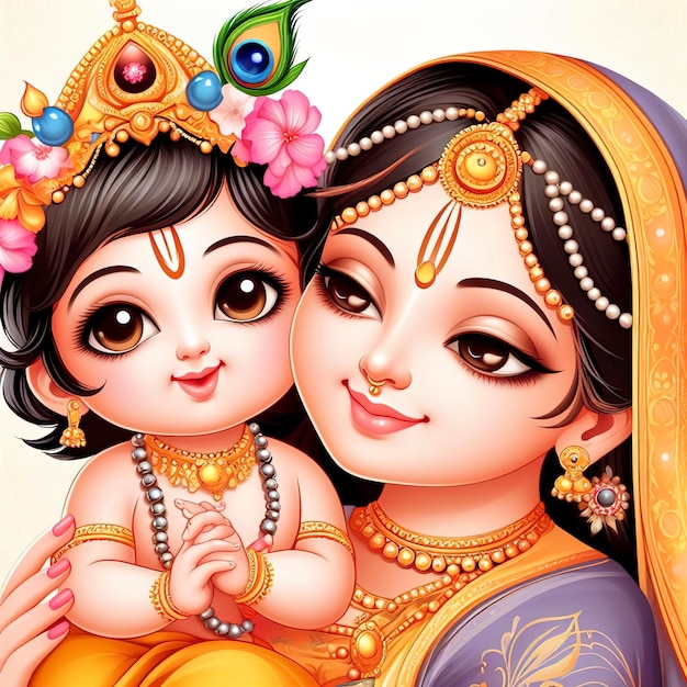 Lindo sorridente Senhor Krishna como uma criança Feliz Janmashtami