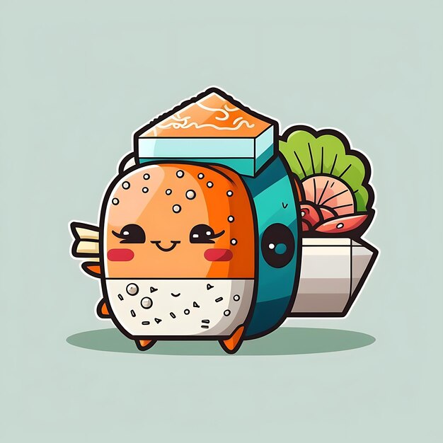 Foto lindo sushi estilo de arte digital dibujos animados coloridos