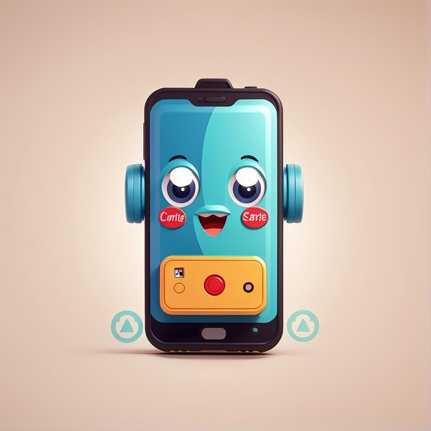 Lindo teléfono celular con batería completa icono vectorial de dibujos animados ilustración tecnología icono de objeto aislado plano