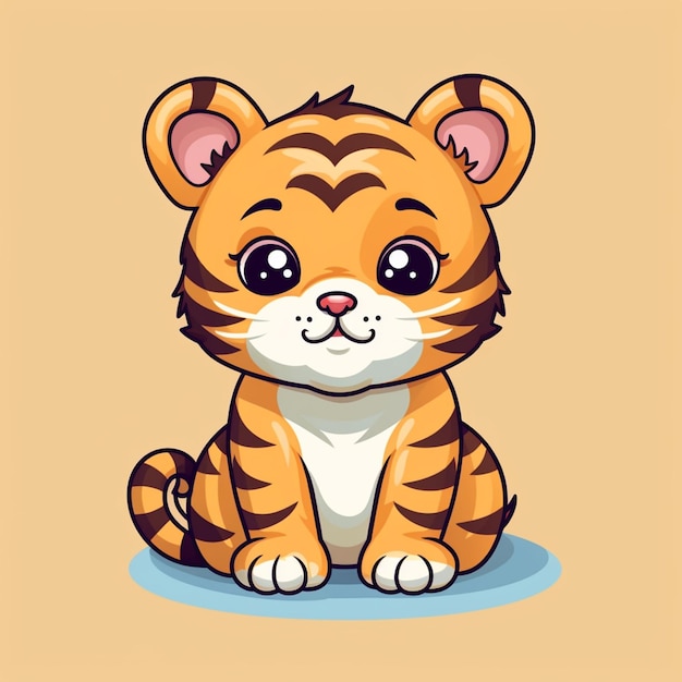 un lindo tigre sentado ilustración de estilo vectorial