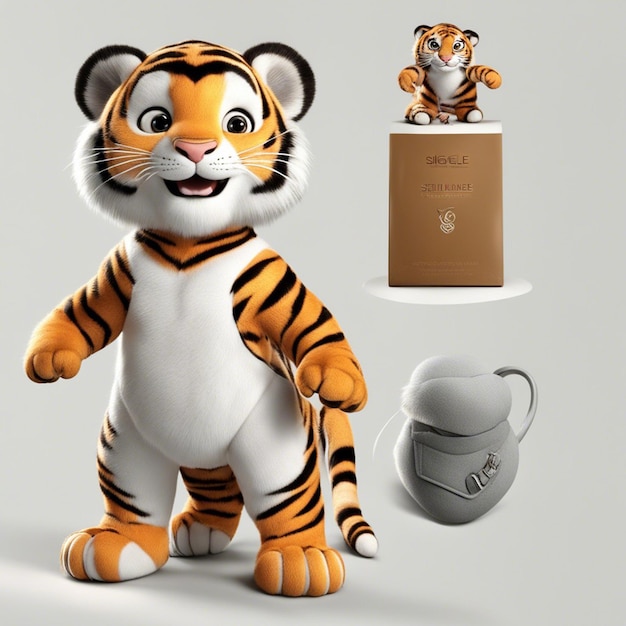 Un lindo tigre ware doctor ropa fondo blanco.