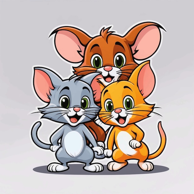 Lindo Tom y Jerry ilustración vectorial de dibujos animados