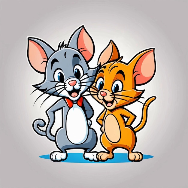 Lindo Tom y Jerry ilustración vectorial de dibujos animados