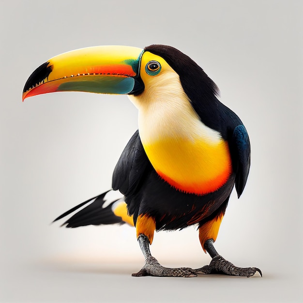 Lindo tucano isolado em um fundo branco ai generative