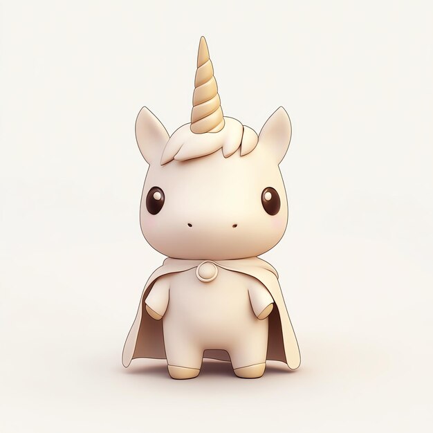 El lindo unicornio de dibujos animados con capa 3D