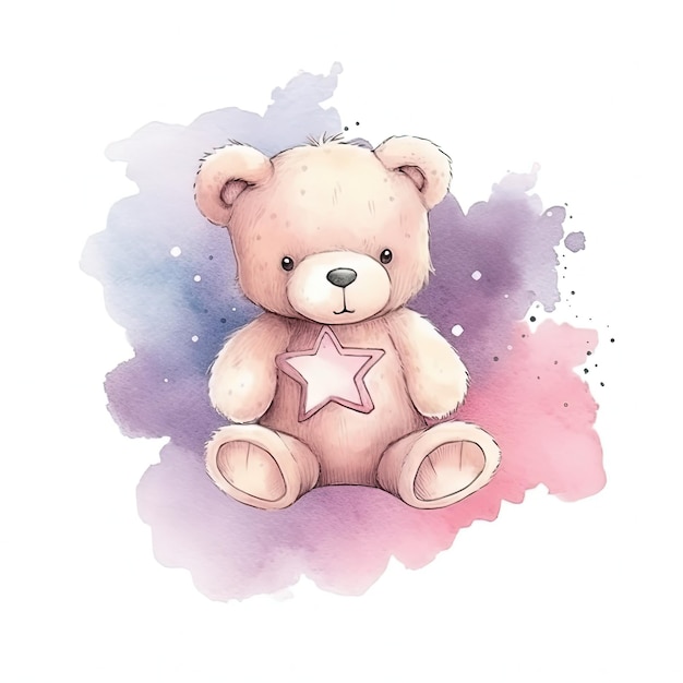 Aquarela Bonito Dos Desenhos Animados Do Urso Pintado à Mão Para a Capa Do  Livro Da História Para Crianças Ilustração Stock - Ilustração de bonito,  floral: 145747718