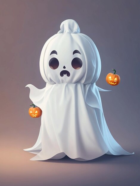 El lindo vestido blanco fantasma de Halloween