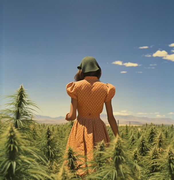 lindo_woman_holds_large_crop_of_hemp_in_field