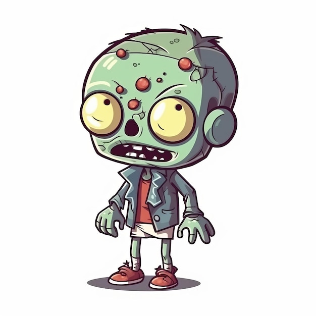 lindo zombie vector dibujos animados simple fondo blanco