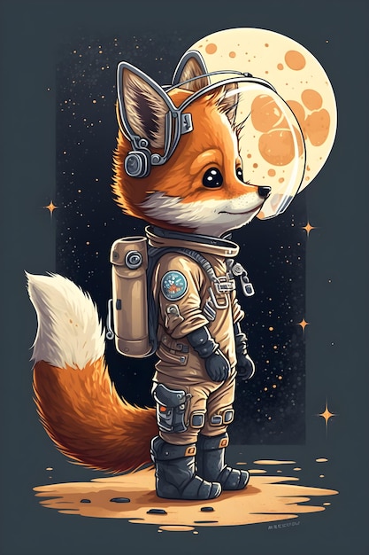 lindo zorro astronauta. IA generada