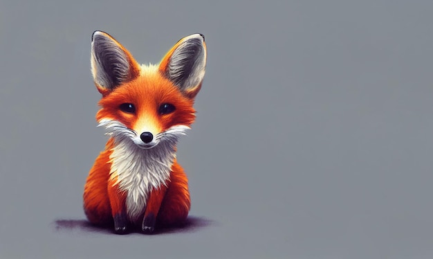 Lindo zorro rojo sentado en un ambiente de estudio, ilustración animal vulpes con espacio de copia